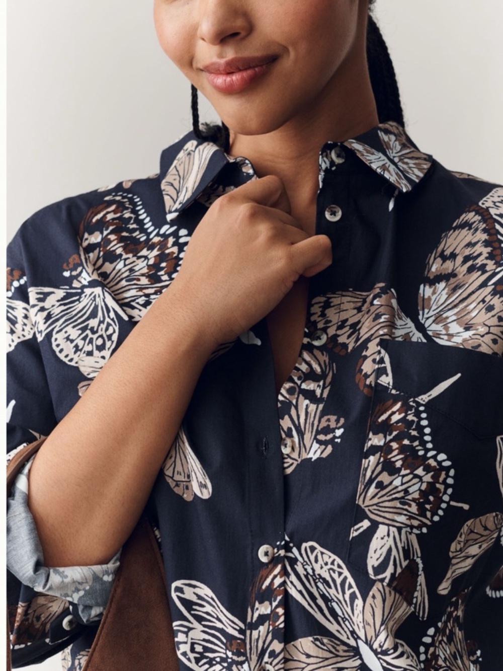 NWT Anthropologie Maeve The Soren Long-Sleeve Shirt Dress Butterfly print , 2X - Picture 6 of 16